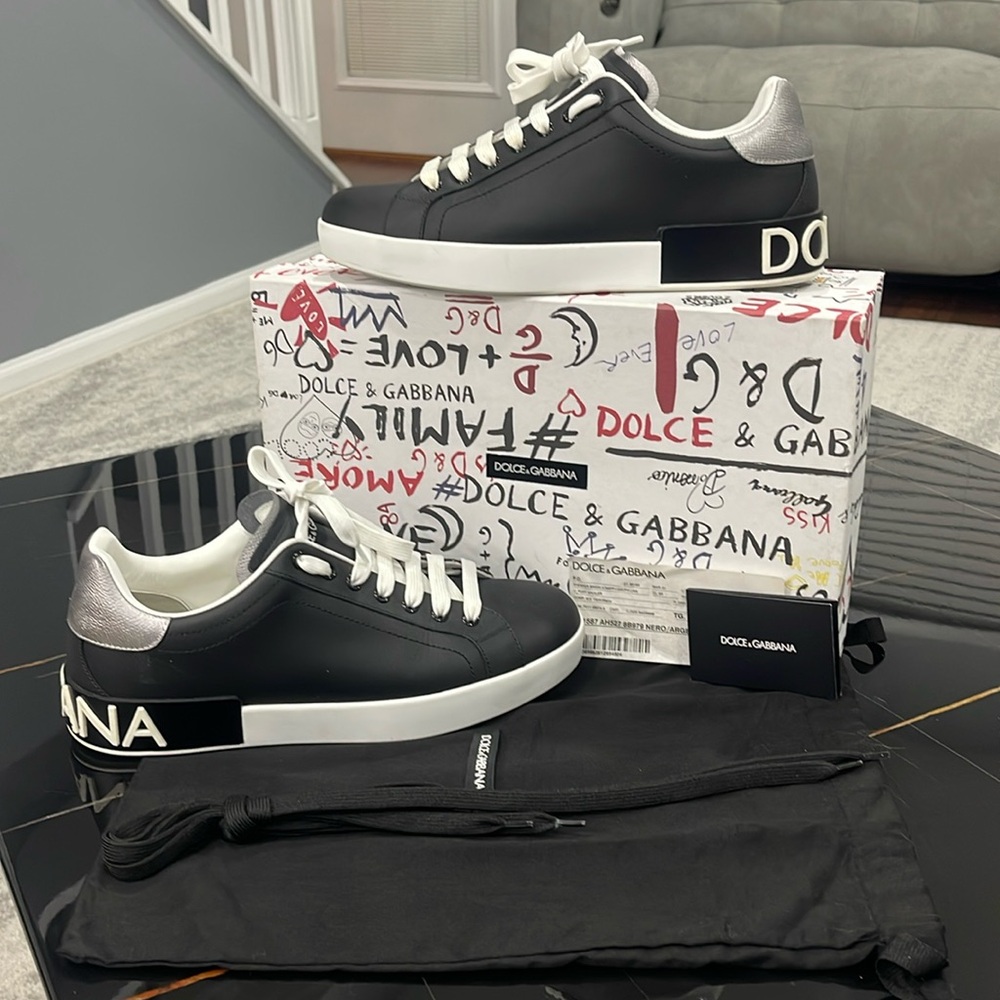 Dolce&Gabbana Men's Calfskin Portofino Low-Top Sneakers